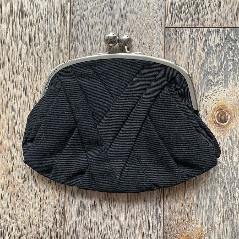 ASOS Black Pleated Kiss Lock Clutch Bag